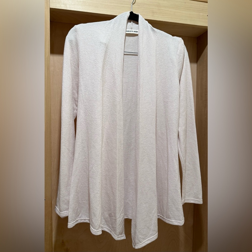Charlotte Avery Lightweight Open Front Cardigan in Soft Blush Size Small New